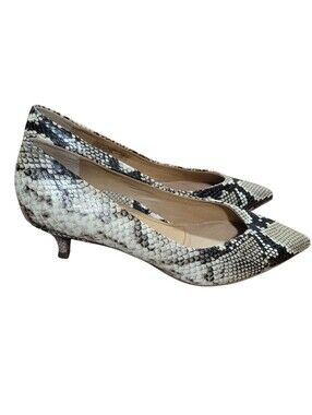 Vionic Josie Natural Snake Print Leather Kitten Heel Size 8.5